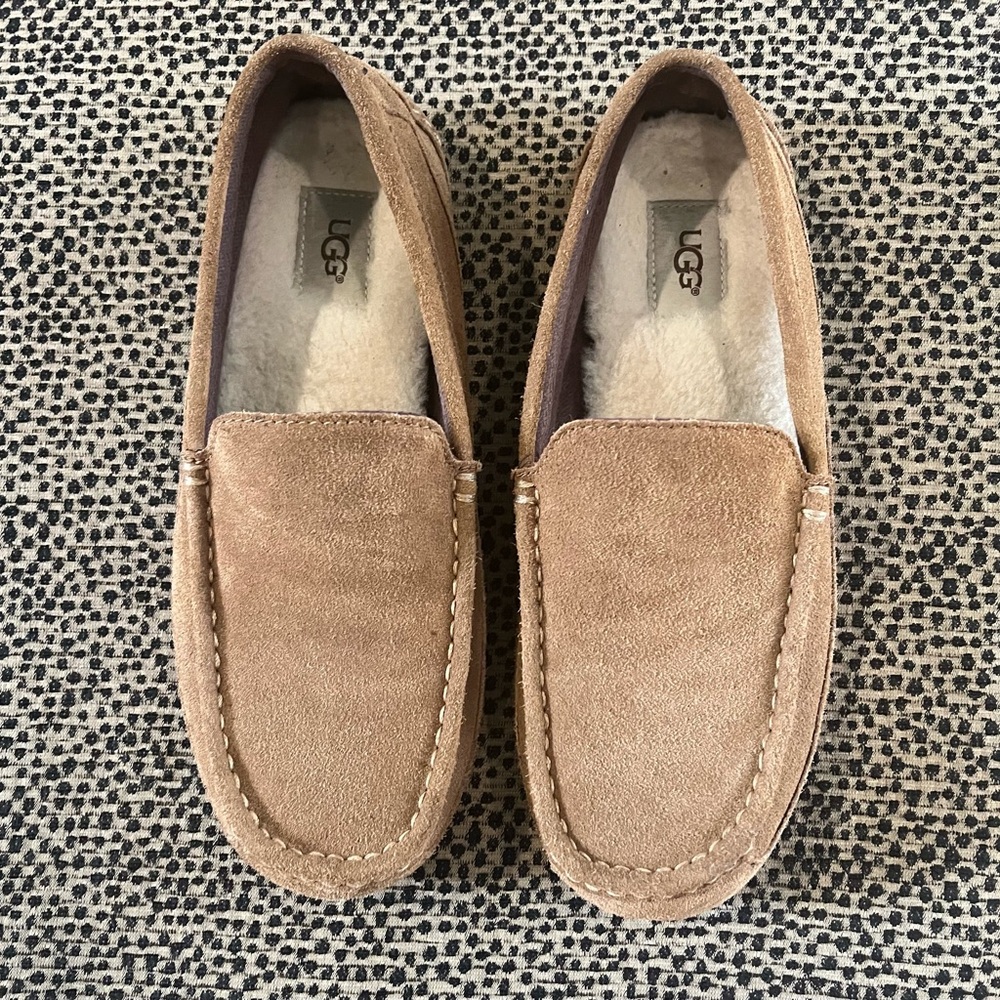 UGG Men's Suede Moccasin Slippers in Chestnut Tan